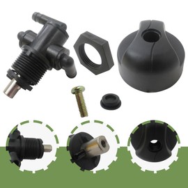New Version 7052161 Fuel Tank Valve Petcock 3 Way & Knob NUT Replacement For 2004-2005 Polaris ATP 330 4X4, Replaces 5432559, Black