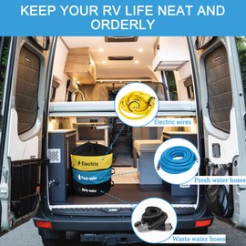 RV Hose Storage Bag, 3 Pack Utility Bag for Sewer Hose, Camper and RV Accessories with 3 Storage Straps, 3 Colors for Fresh & Black Water Hoses, Electrical Cords and Camper Accessories