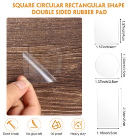 Eersida 60 Pieces Double Sided Sticky Tape Clear Mounting Square Tape Self Adhesive Gel Mounting Pads Waterproof Removable Sticky Gel Transparent for DIY Craft, Home Office Poster, Carpet, Rug