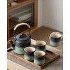 ZENS Vintage Japanese Tea Set with 4 Tea Cups, 33.8
