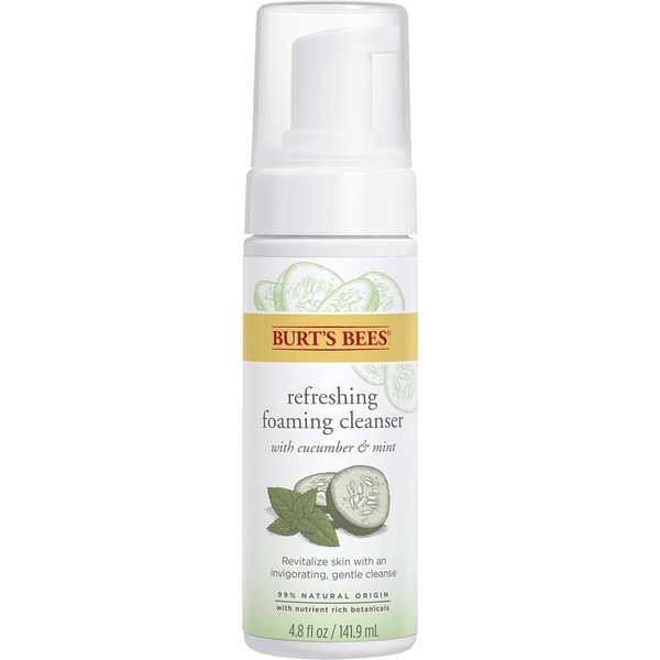 Burt's Bees Refreshing Foaming Cleanser and Natural Face Wash with Cucumber and Mint, 4.8 Fl Oz