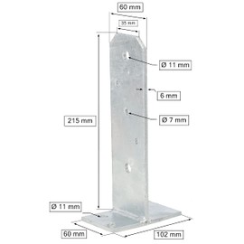 KOTARBAU® Set of 2 Post Brackets Adjustable U-Shape U-Post Support for Screwing On Base Plate Hot-Dip Galvanised Support Base Universal Length 215 mm Square Wood Post Anchor