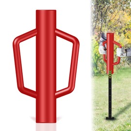 FOREHOGAR Fence Post Driver with Handle,12LB Hand Post Pounder,2.7 inches Inner Dia. Pole Rammer, Farm Wire Fencing for T Post, Metal Fence Stake and Sign Posts, Red