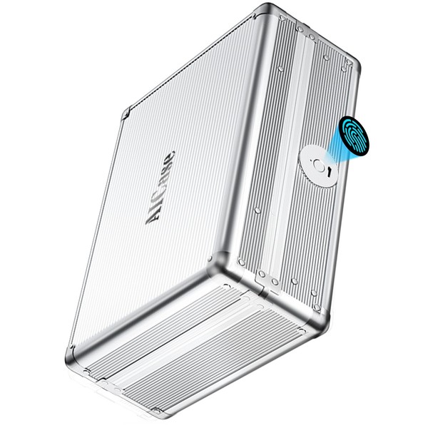 AICase Biometric Fingerprint Storage Box, Portable Cash Jewelry Security Case