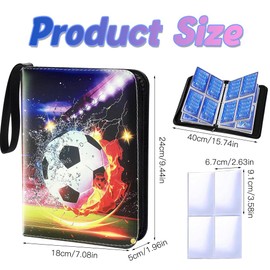IXYHKB Football Card Holder, 400 Pockets Football Card Binder, Portable Football Card Folder, Football Trading Card Binder Album with Removable Sleeves and Zipper (Style 3)
