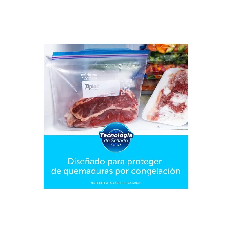 Bolsas de Plstico Reutilizables Ziploc para Congelar con Doble Cierre,