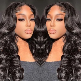 LARYNX 360 Body Wave Lace Front Wigs Human Hair 360 Full Lace Human Hair Wigs Pre Plucked With Baby Hair 180% Density HD Transparent Human Hair Wigs For Women Natural Color 26 Inch