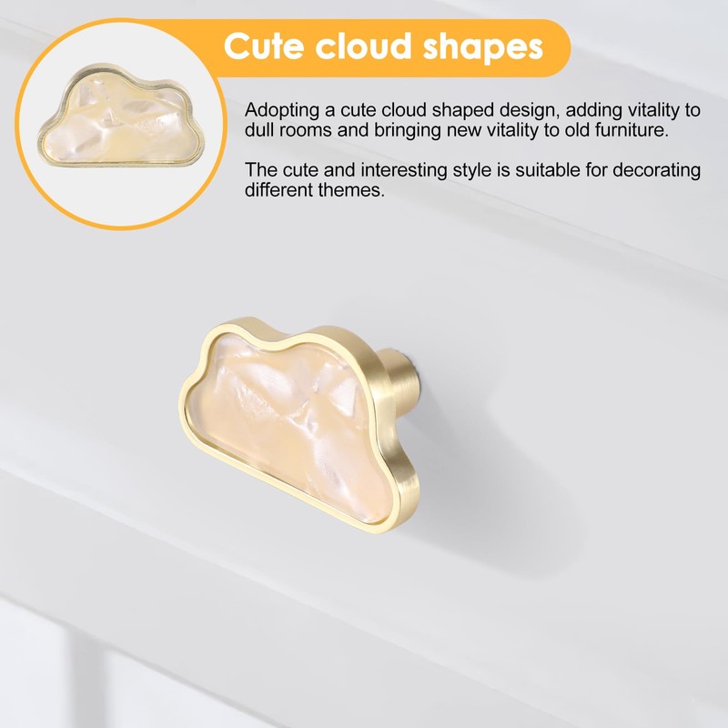 COZHYESS 6 Pcs White Clouds Shell Cup Pull Handles, Kitchen