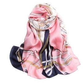 100% Mulberry Silk Long Scarf for Women Large Sunscreen Shawls Wraps Headscarf and Neck- Hair Wraps with Gift Packed, Pink+blue