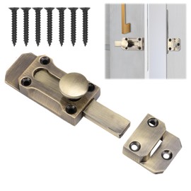 Barrel Slide Door Bolts 3 Inch Brass Door Bolt Heavy Duty Door Locks Internal Antique Zinc Alloy Security Latch Lock with Screws for Securing Internal External Doors, Bronze Tone