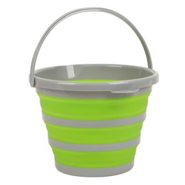 QANYEGN Bucket, Silicone Bucket with Portable Handle, Easy to Suspend for Kitchen, Cam and Outdoor Activities (Green) (Green-Large)