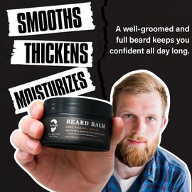 YEALIR Beef Tallow Beard Balm for Men - Smoothing, Moisturizing & Softening Coarse, Dry Beards, Biotin-Infused for Fuller, Healthier Look, Fragrance-Free, 3.38 oz