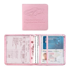 Kewucn Car Registration and Insurance Card Holder, Premium Leather Glove Box Organizer, Magnetic Closure Auto Document Holder for Driver License and Cards, Perfect for Most Cars