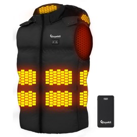 Eoyekli Heated Vest for Men Lightweight - Detachable Heated Hood and 7.4V 16000mAh Battery Pack, Mens Heated Vest (Black+16000mAh Battery, M)