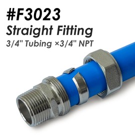 FIDEURSUS 3/4 Tubing × 3/4 NPT Straight Fitting for 3/4"(25mm OD) Tubing with 3/4" Male NPT Thread,Brass-Nickel Plated for Shop Compressed Air Line System #F3023 | 1PCS