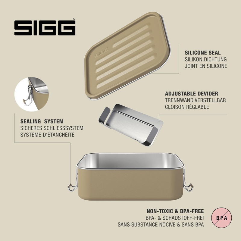 SIGG Gemstone Box Beige Lunch Box, Leak-proof Lunch Box for