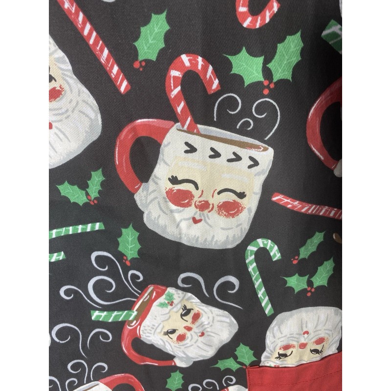 Sleigh Bell Bistro Santa Expression Mug Print Cotton Apron 26”x33”