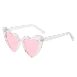 YOJUED Heart Sunglasses Vintage Cat Eyes Glasses Love Heart Shape Sunglasses Heart Glasses UV400 Protection, Transparent/Pink