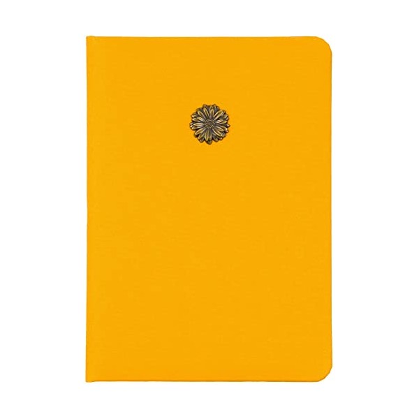 Eccolo Yellow Daisy Emblem Blank Lined Journal Notebook, 256 Ruled