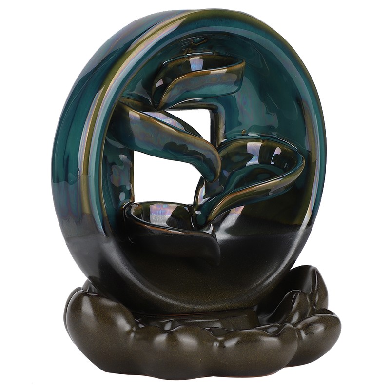 Backflow Incense Burner Waterfall Lotus Base Ceramic Holder Aromatherapy Ornament