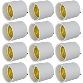 Sunlite GU24 Socket to Medium Base Adapter, Converts GU24 Fixtures to Use Medium Base (E26) Bulbs, Low Profile Design, Easy to Install, White Finish, 12-Pack