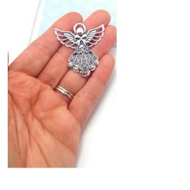 Fashion Jewelry ANGEL WING PROTECT WATCH PRAY FAMILY Charm on 925 Sterling Silver 20" Necklace