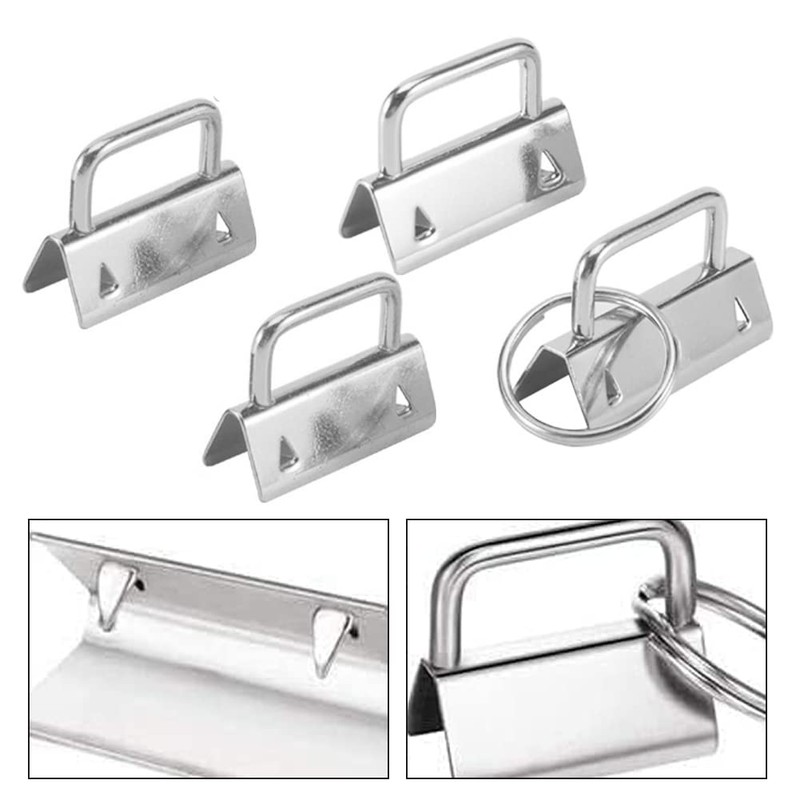 40Pcs 1 Inch Key Fob Hardware,Iron Tail Clip with Split