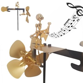 Garden Rock Band Windmill,Metal Guitar Player Windmill – Wind-Powered Yard Art Sculpture, Garden Decor for Lawn, Patio, or Courtyard – Outdoor Percussionist Figurine Gift