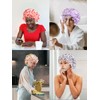 Vettres Floral Satin Bonnet with Scrunchie Set,Double Layer Ruffle Reusable