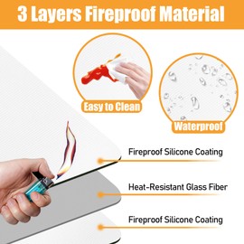 Amerbro Heat Resistant Mat for Air Fryer, 16 x 20in Heat Resistant Mat for Countertop, Fireproof Silicone Countertop Protector Appliance Slider Mat for Air Fryer, Coffee Maker, Toaster, Oven White