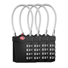 TSA luggage lock, 4-digits, suitcase combination lock, numerical code with opening alarm display.