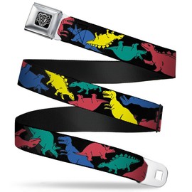Buckle-Down Unisex Seat Belt Dinosaur Regular Belt, Multicoloured, L, multicoloured