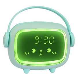 Ayybboo Children's Alarm Clock, Digital Children's Alarm Clock for Girls and Boys, Digital Clock Angel Alarm Clock with Lights and Snooze Function (Green)