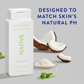 Native Native Body Wash Contains Naturally Derived Ingredients | For Women & Men, Sulfate, Paraben, & Dye Free Leaving Skin Soft and Hydrating | Key Lime & Sugar 18 oz - 2 Pk