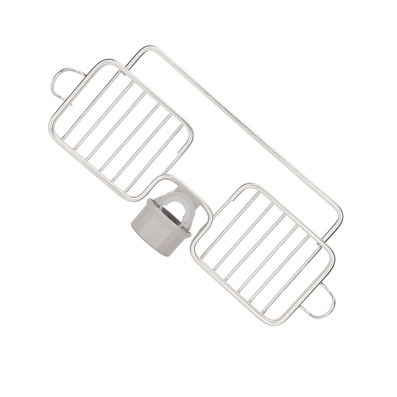 Faucet Storage Shelf Aluminum Plastic Two Containers with Towel Rod