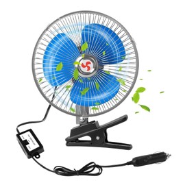 Portable Air Fan Oscillating Clip-on 12V 8inch Car Truck Strong Wind Cooler