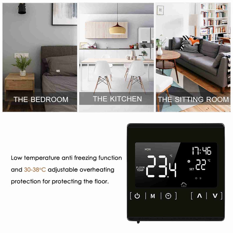 Smart LCD Touchscreen Thermostat for Home Programmable Electric Floor Heating