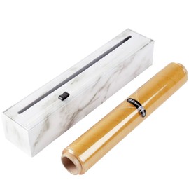ChicWrap Chicwrap Marble Refillable Plastic Wrap Dispenser - Includes 12" x 250' Roll Professional Grade Disposable Plastic Wrap - Reusable Dispenser w/Slide Cutter - Ideal Dispenser & Saves Money