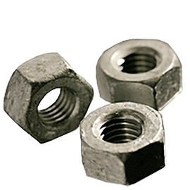 1/2"-13 Heavy Hex Nut, A563 Grade A Steel, Hot Dip Galvanized (Quantity: 100) Thread Size-Pitch: 1/2"-13, 7/8 Inch Width Across The Flats, 31/64 Height of Nut, Structural Nuts