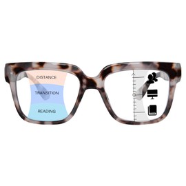 OPTOFENDY Progressive Multifocus Reading Glasses for Women Oversized Blue Light Blocking Oprah Style Computer Readers TBeige 2.5x