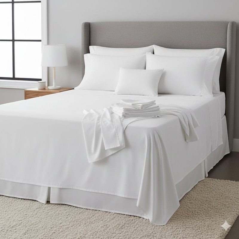 Royal Tradition Solid 650-Thread-Count, Cotton-Blend Queen 4PC Bed Sheets Set,