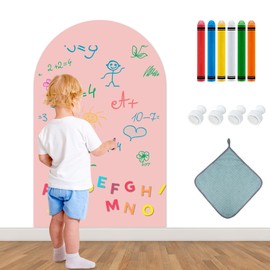 Magnetic Wall Decal for Kids,16x24 Inch Arched Magnetic Chalkboard for Wall,Suitable for Home Decoration Wallpaper and Children's Game Room (Pink
