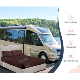 SGI bedding RV Bunk Mattress Protector 28X75 Cot Bed Super Soft Waterproof and Breathable Terry Cotton Mattress Protector for RV Bunks and Truck Sleepers-Perfectly Fitted up to 15" Deep -Chocolate
