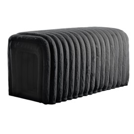 Corduroy Ottoman Storage Bench with Cat’s Nest, Arch Hollow Design, Soft Plush Cushion for Living Room, Entryway, Bedroom - Multi-Functional Furniture (Black)