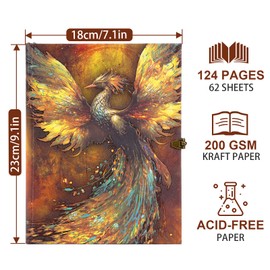 124 Pages 9.4 * 8.3 Inch Scrapbook Photo Album,Retro Style Embossed Letter Cover Travel Diary Journal Scrap Book