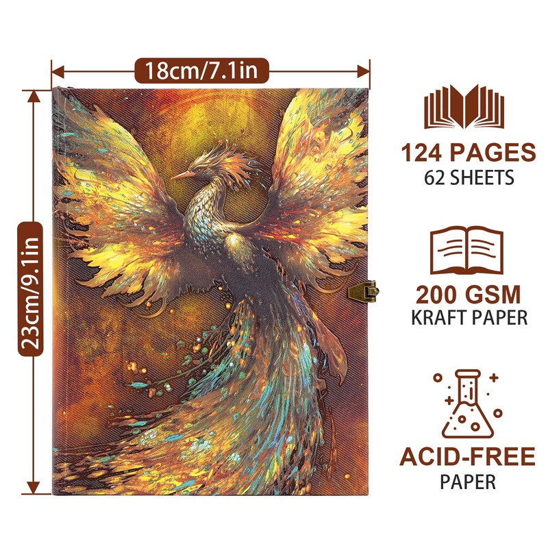 124 Pages 9.4 * 8.3 Inch Scrapbook Photo Album,Retro Style