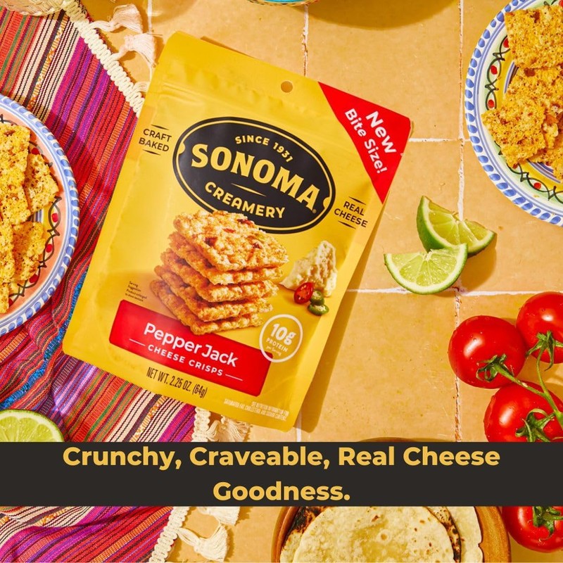 Sonoma Creamery Pepper Jack Cheese Crisps, Gluten Free, Craft Baked,