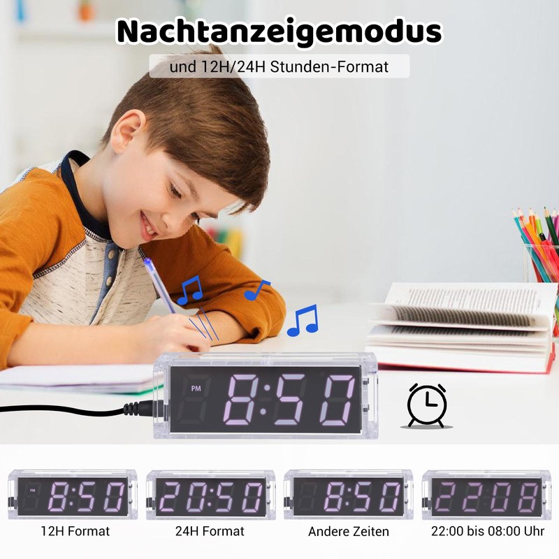 ElektoLoter LED Digital Clock Soldering Kit, 4-Digit DIY Alarm Clock