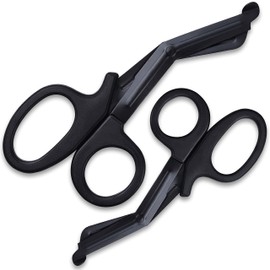 SURGICAL ONLINE Tactical Black - Medical Premium Fluoride Scissor 7.5" and 5.5" Set of 2 Ideal for EMT, First Responder, Firefighter, Medical and Medic