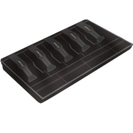 Cash Register Drawer for Money Storage, Cash Tray with 5 Bill/4 Coin Compartments for Supermarkets, Shops, Hotels (Black)
